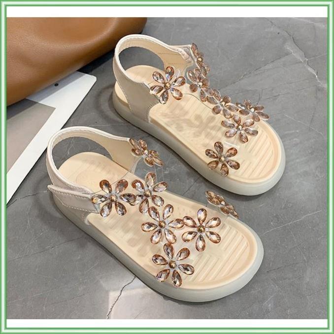 [Size 27-36] Dép quai hậu sandal bé gái siêu điệu đà cao cấp đính đá trong suốt lấp lánh