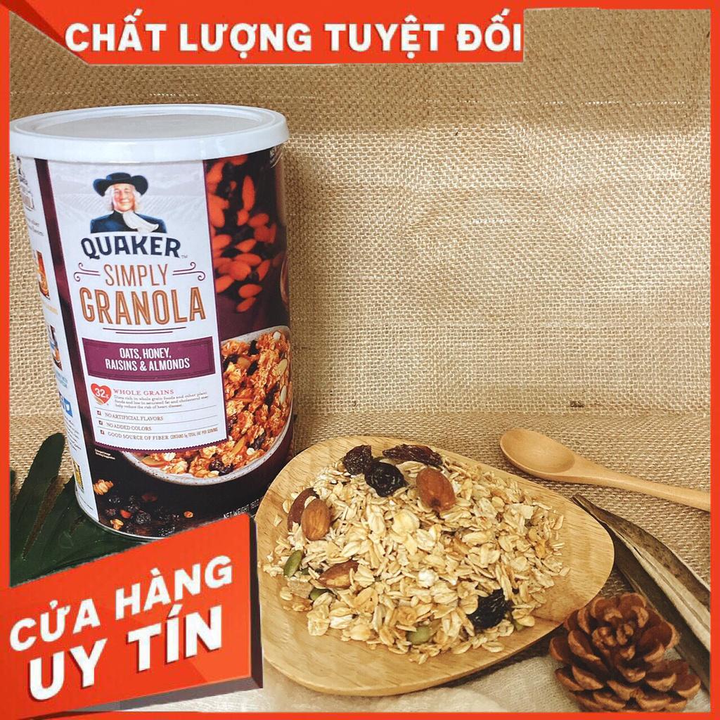NGŨ CỐC GRANOLA ÔNG GIÀ QUAKER SIMPLY GRANOLA 453GR - Ngũ cốc ăn kiêng Mỹ, ăn liền thơm ngon, mix 4 loại hạt và mật ong