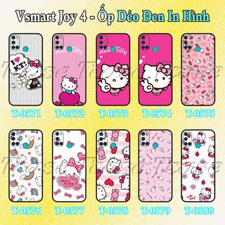 Ốp lưng Vsmart Joy 4 - Ốp dẻo đen in hình Hello Kitty dễ thương