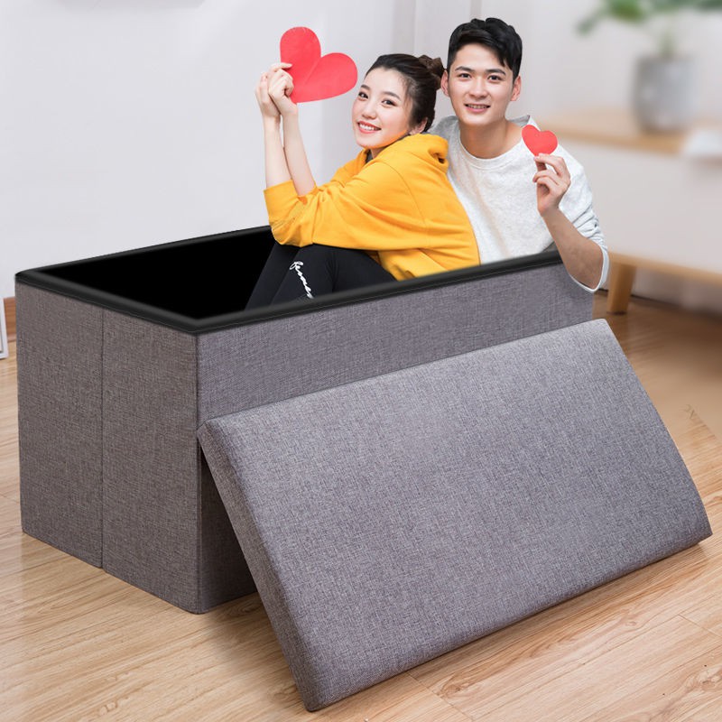 Ghế đẩu hình chữ nhật có thể ngồi trên lưu trữ đa chức năng dành cho người lớn sofa trẻ em trong phòng khách Hộp