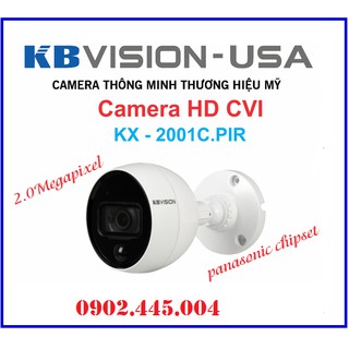 Camera hdcvi 2mp pir hỗ hỗ trợ đèn flash báo động kbvision kx-2001c.pir