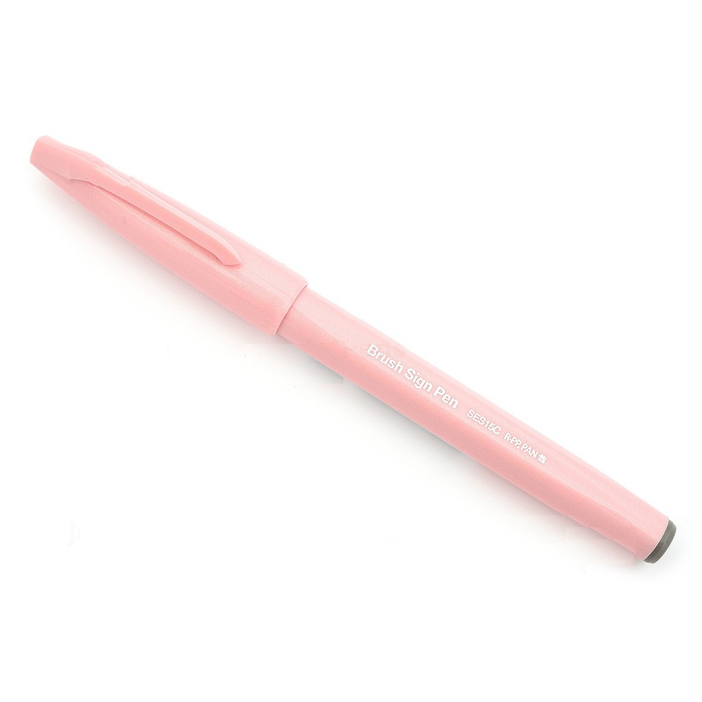 Bút lông đầu cọ viết calligraphy Pentel Fude Touch Brush Sign Pen - Màu hồng nhạt (Pale Pink)