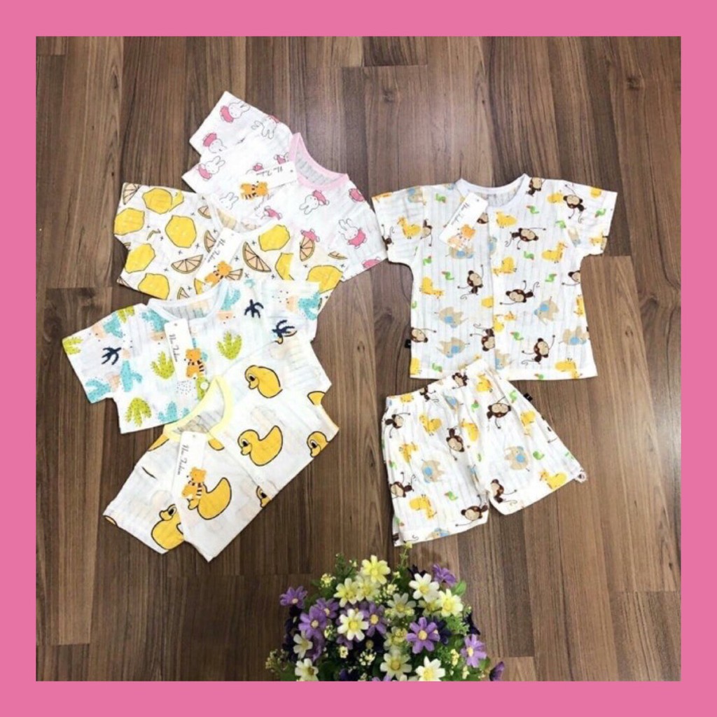 Sale! Bộ quần áo trẻ em cộc tay cotton giấy cho bé trai bé gái- bộ cài vai