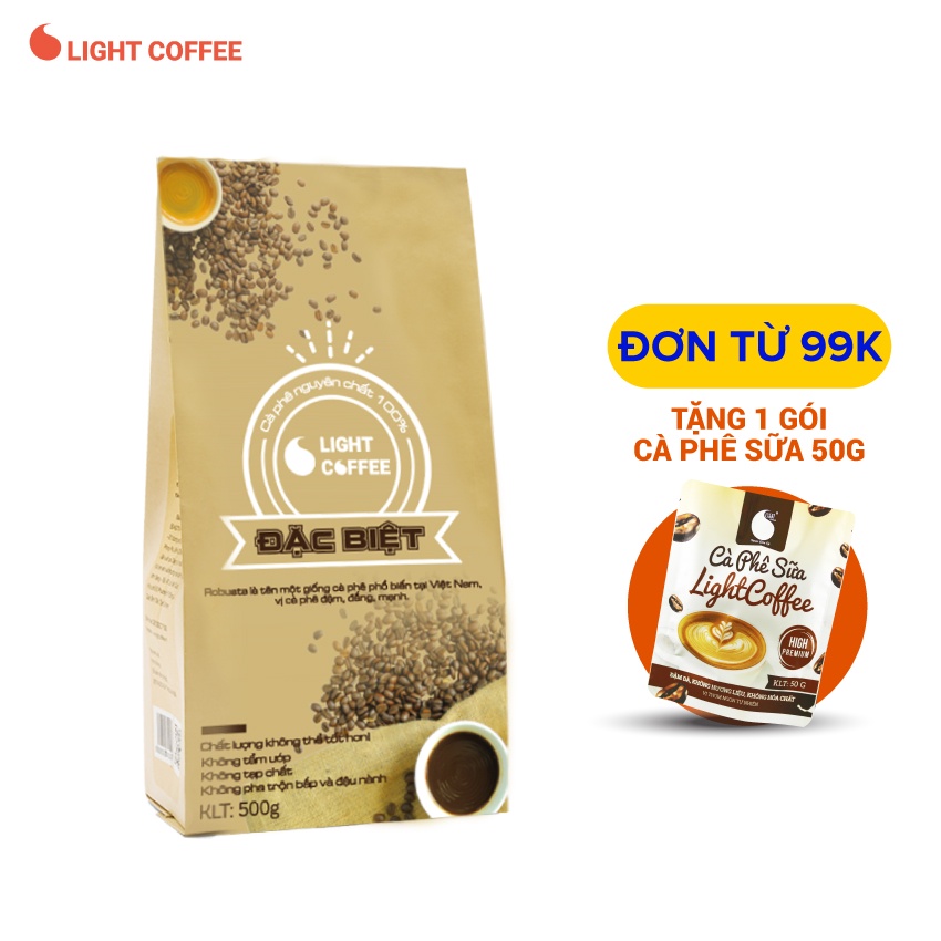 Cà phê rang xay Robusta nguyên chất 100% Đặc biệt Light Coffee - 500g/gói