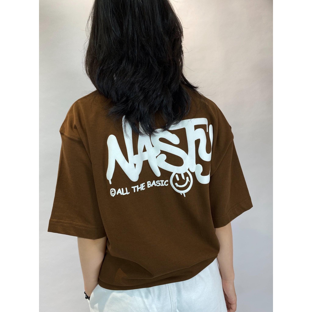 Áo Thun Tay Lỡ Nam Nữ NASTY Unisex Áo Phông Form Rộng Màu Xanh Cổ Vịt Xanh Lá Màu Nâu Vải Cotton Mềm Mịn Thoáng Mát