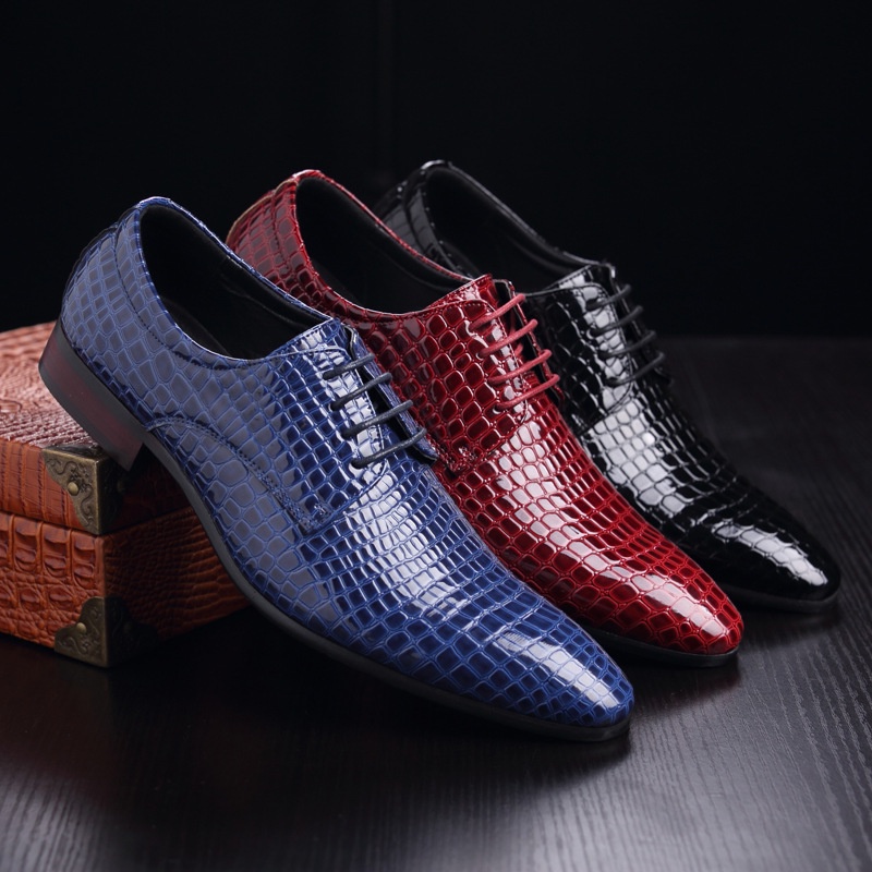 Sẵn sàng. Giày Da Buộc Dây In Họa Tiết Da Rắn Dành Cho Nam Size 37-48