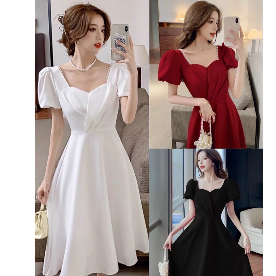 Đầm dài đi tiệc sang chảnh màu đỏ, trắng, đen thiết kế dạ hội có kèm mút thời trang nữ