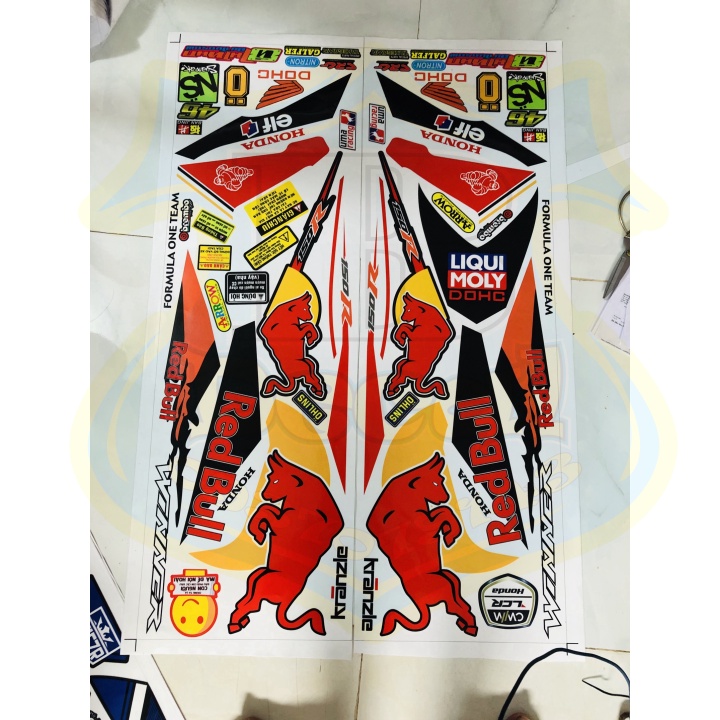 ( Quí khách vui lòng mang ra tiệm cho thợ dán ) Tem winner redbull trắng