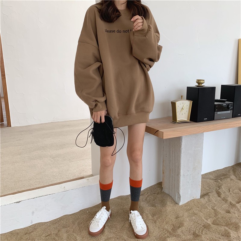 áo len sweater nữ unisex Áo nỉ sweater nữ form rộng cổ cao dài thời trang ulzzang hàn quốc đi chơi đi học hàn quốc | BigBuy360 - bigbuy360.vn