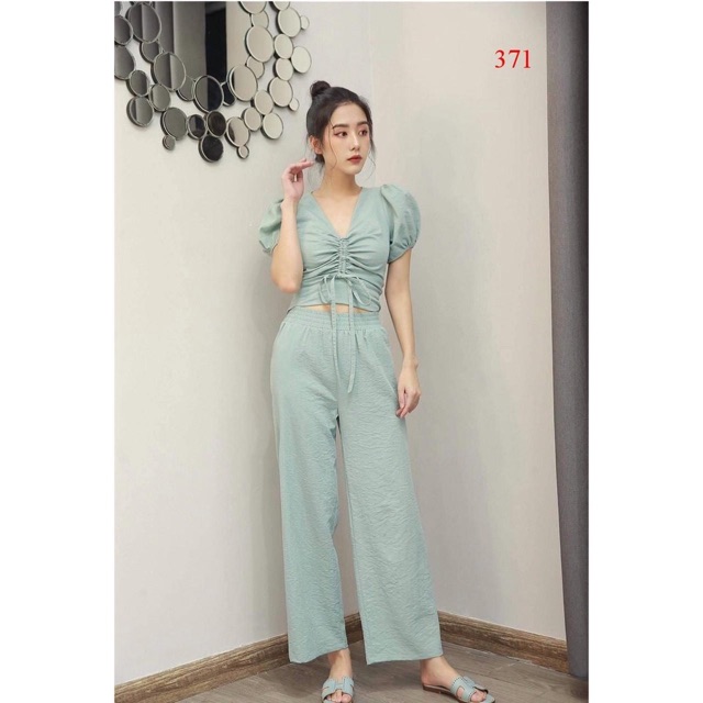 Bộ quần áo rút dây ngực chất đũi xinh xắn | BigBuy360 - bigbuy360.vn