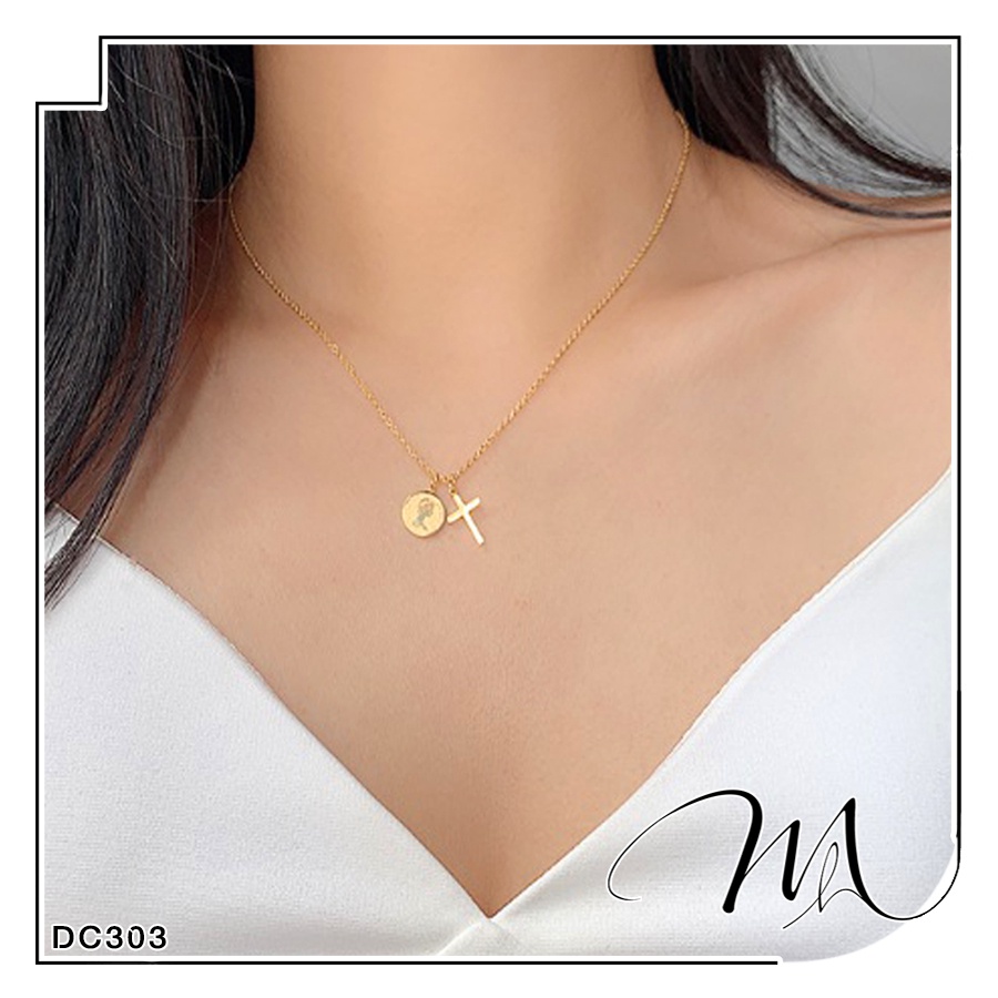 Dây chuyền nữ Titan mặt chữ thập thánh giá đồng xu - Măng's House DC303