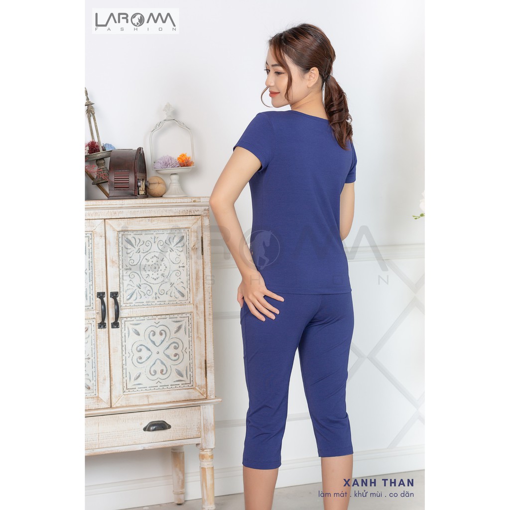 LAROMA Bộ quần áo nữ cotton hoa eo