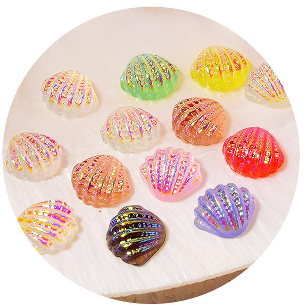 Hình Dán Móng Tay Vỏ Sò|Resin Dễ Thương|Laser Aurora AB Đầy Màu Sắc|Trang Sức Móng Tay