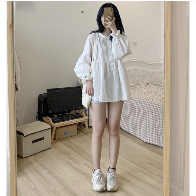 ÁO BABYDOLL THÔ TAY BỒNG (ảnh thật / sẵn)