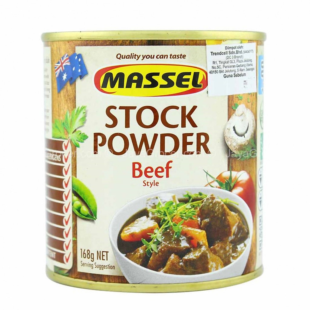 Hạt Nêm Massel Stock Powder Nội Địa Úc 100% Không Chứa Bột Ngọt Vị Rau Củ, Vị Gà, Vị Bò 168g/Hộp - Date: 2022