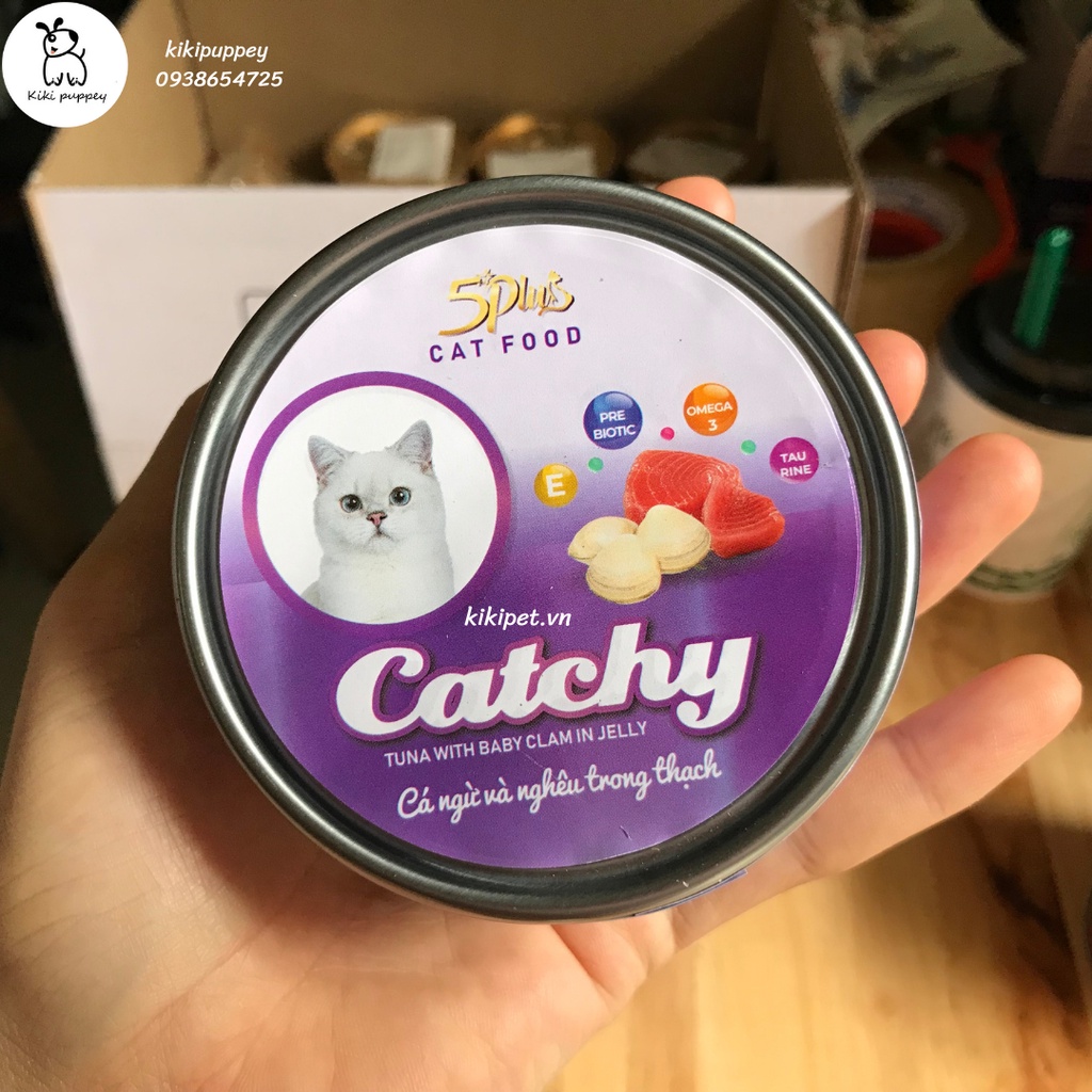 Pate mèo cá ngừ, gà trong thạch Catchy 170g, lon lớn