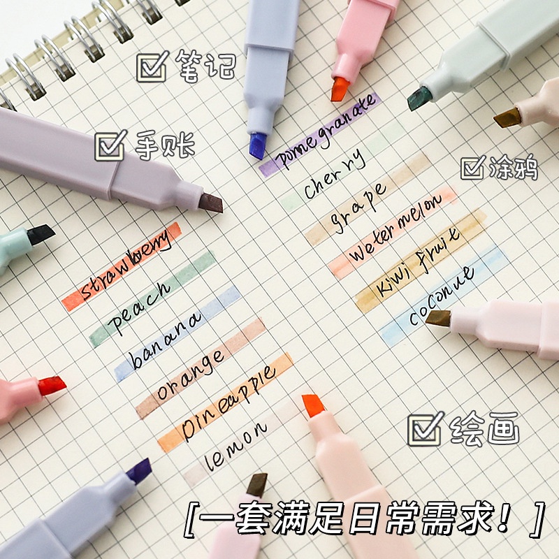Set 6 bút highlight pastel morandi Cao cấp loại 1 hàn quốc, bút nhớ nhiều màu siêu nhiều mực