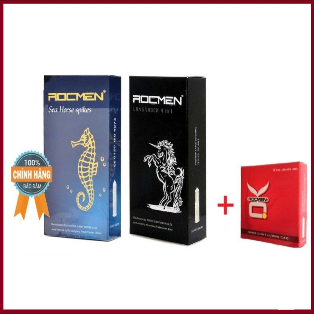 Combo 2 Hộp BCS ROCMEN LONG SHOCK &amp; SEA HORSE - Tặng Hộp 3c BCS ROCMEN OK