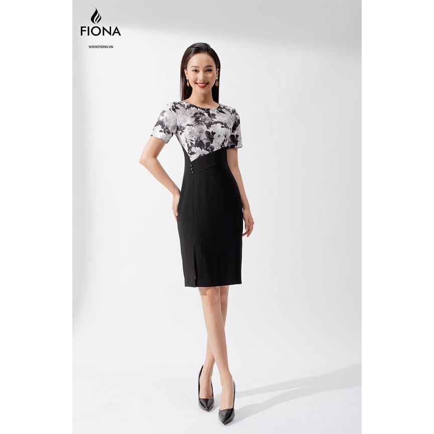 Đầm Ôm Phối Họa Tiết FIONA, Đầm Nữ Thời Trang Nữ Tính Mã F459852