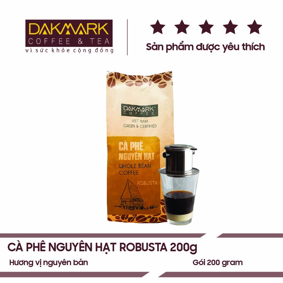Cà phê nguyên hạt DakMark Robusta 200g