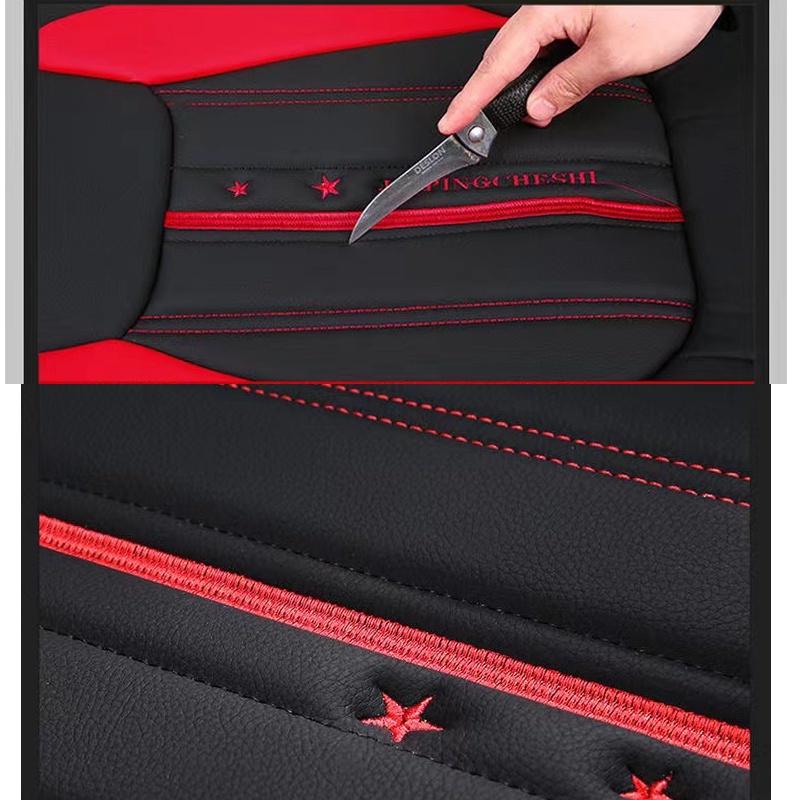 Đệm Da PU Lót Ghế Ngồi Xe Hơi Mát Xa Thoáng Khí Thiết Kế Thể Thao Thông Dụng 5 Chỗ Ngồi