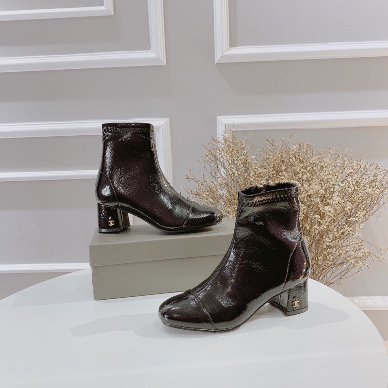 HÀNG CÓ SẴN Boots bóng mũi tròn 5cm