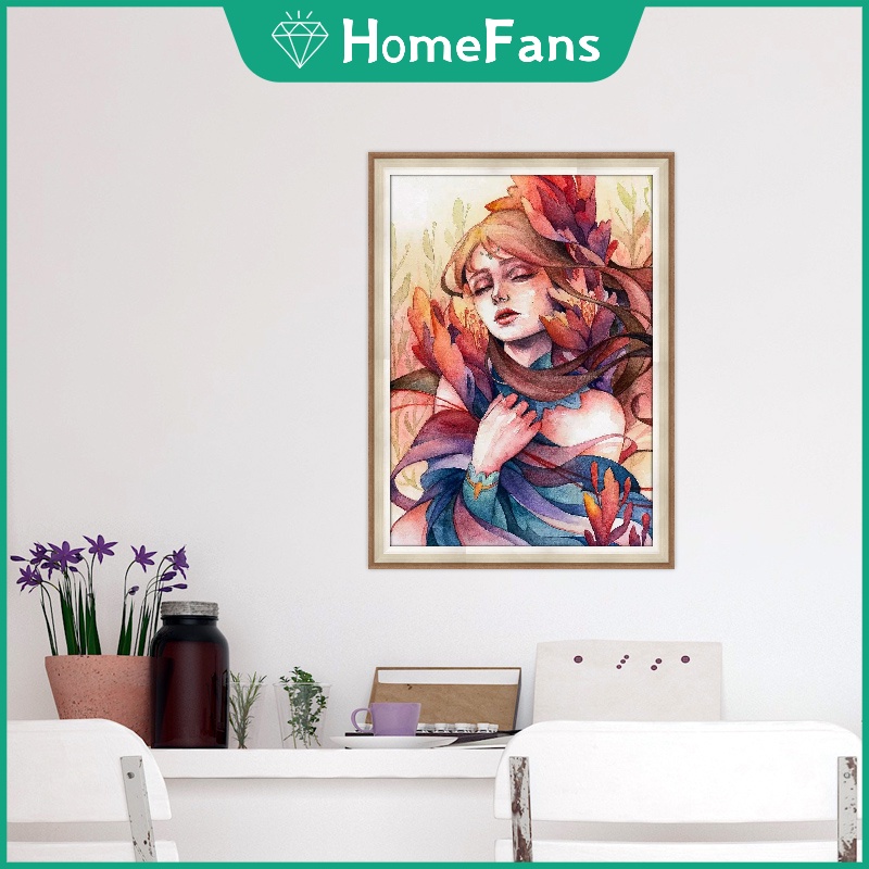 Bộ tranh đính đá 5D họa tiết cô gái hoạt hình độc đáo kích thước 30x40cm DIY