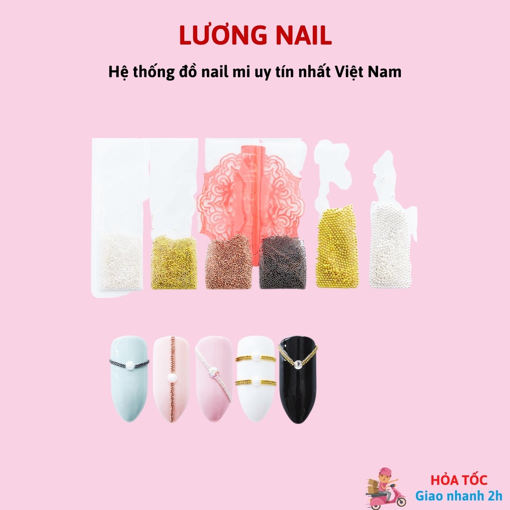 Bi sắt trang trí nail màu trắng-vàng