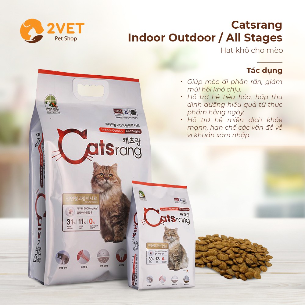 Thức Ăn Hạt Khô Cho Mèo Catsrang - Thực Phẩm Nhiều Dinh Dưỡng - Bao 5Kg - Thương Hiệu Nổi Tiếng Từ Hàn Quốc