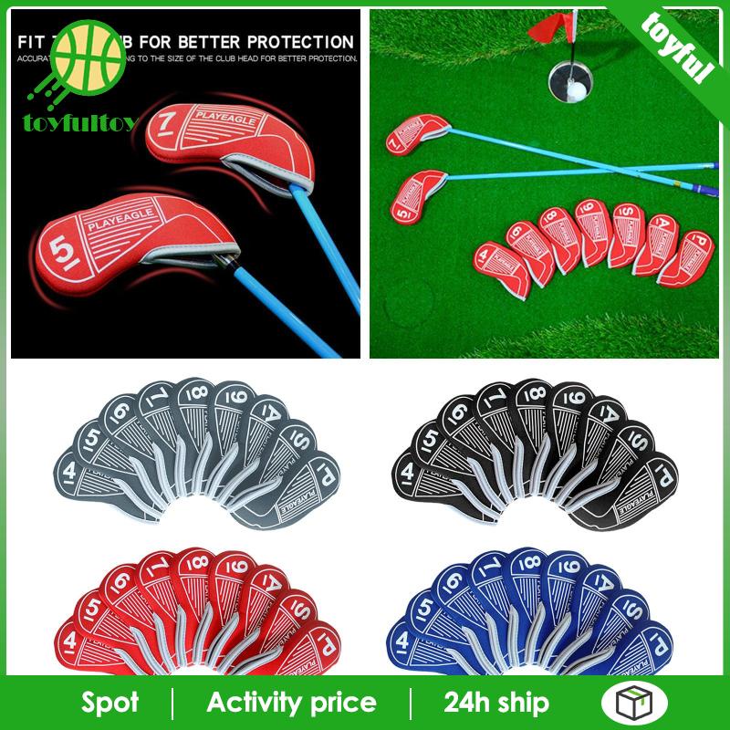 Set 9 Vỏ Bọc Bảo Vệ Đầu Gậy Đánh Golf Bằng Cao Su Tổng Hợp Màu Đỏ