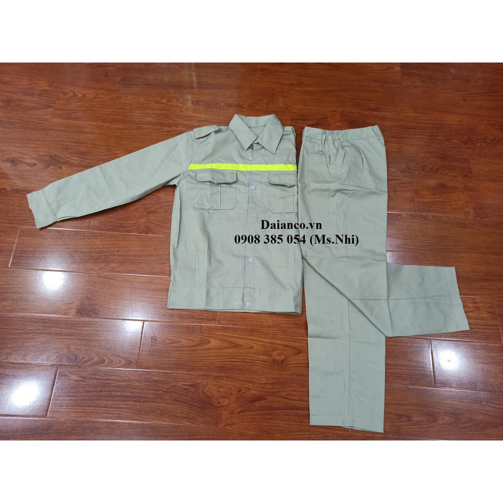 Quần Áo Bảo Hộ Lao Động Vải Kaki thoáng mát và may kèm phản quang- DN03