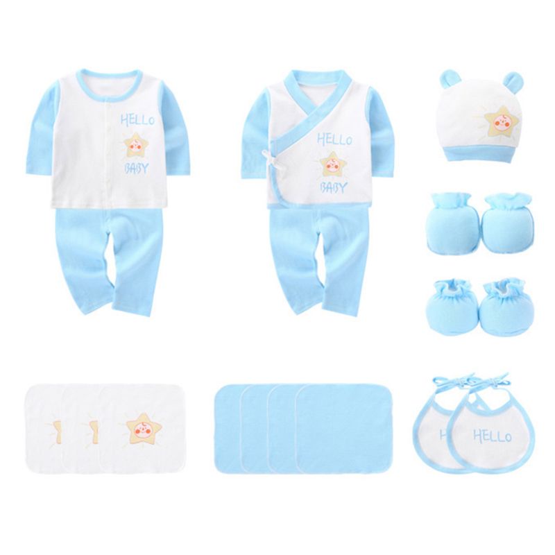 Set Đồ 16 Món Gồm Áo + Quần + Nón + Găng Tay + Vớ Chân Cho Bé Sơ Sinh Ốp