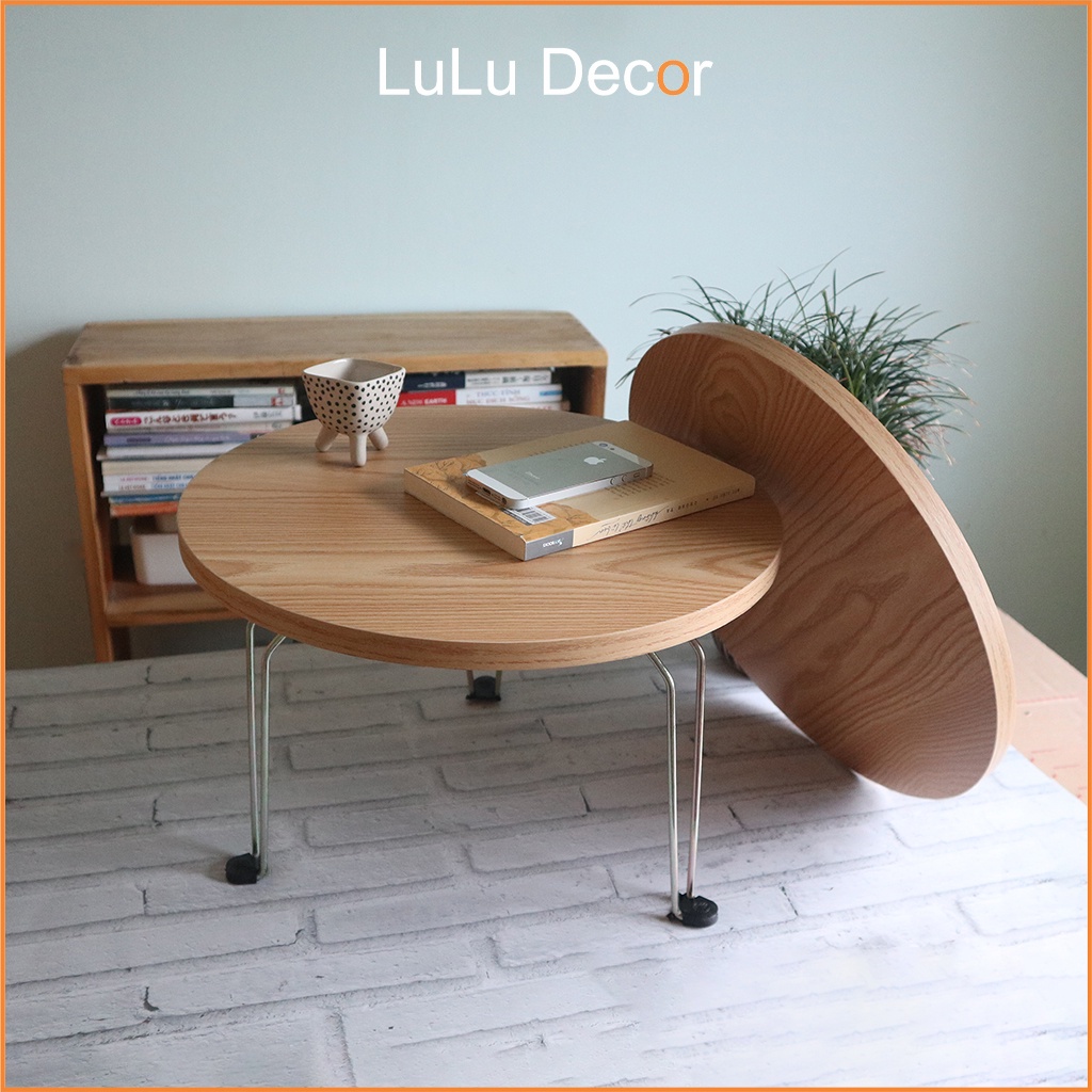 Bàn Tròn, Bàn Học Tập, Đọc Sách...Đường Kính 40cm, Chân Sắt Gập Gọn Cao 27cm - Lulu Decor