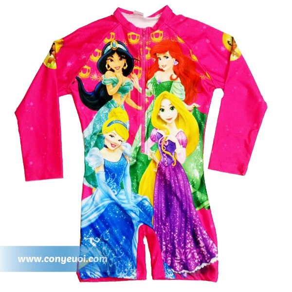 Đồ bơi cho bé gái tay dài Disney Thái Lan hình 4 nàng công chúa