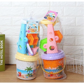 Đồ chơi trẻ em Xô cát đi biển có guồng quay, khuôn nặn cát, xô và dụng cụ chơi cát