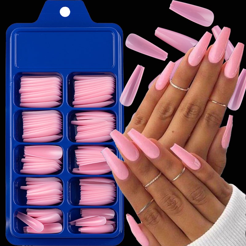 Bộ 100 Móng Tay Giả Màu Sắc Ngọt Ngào Bằng Acrylic