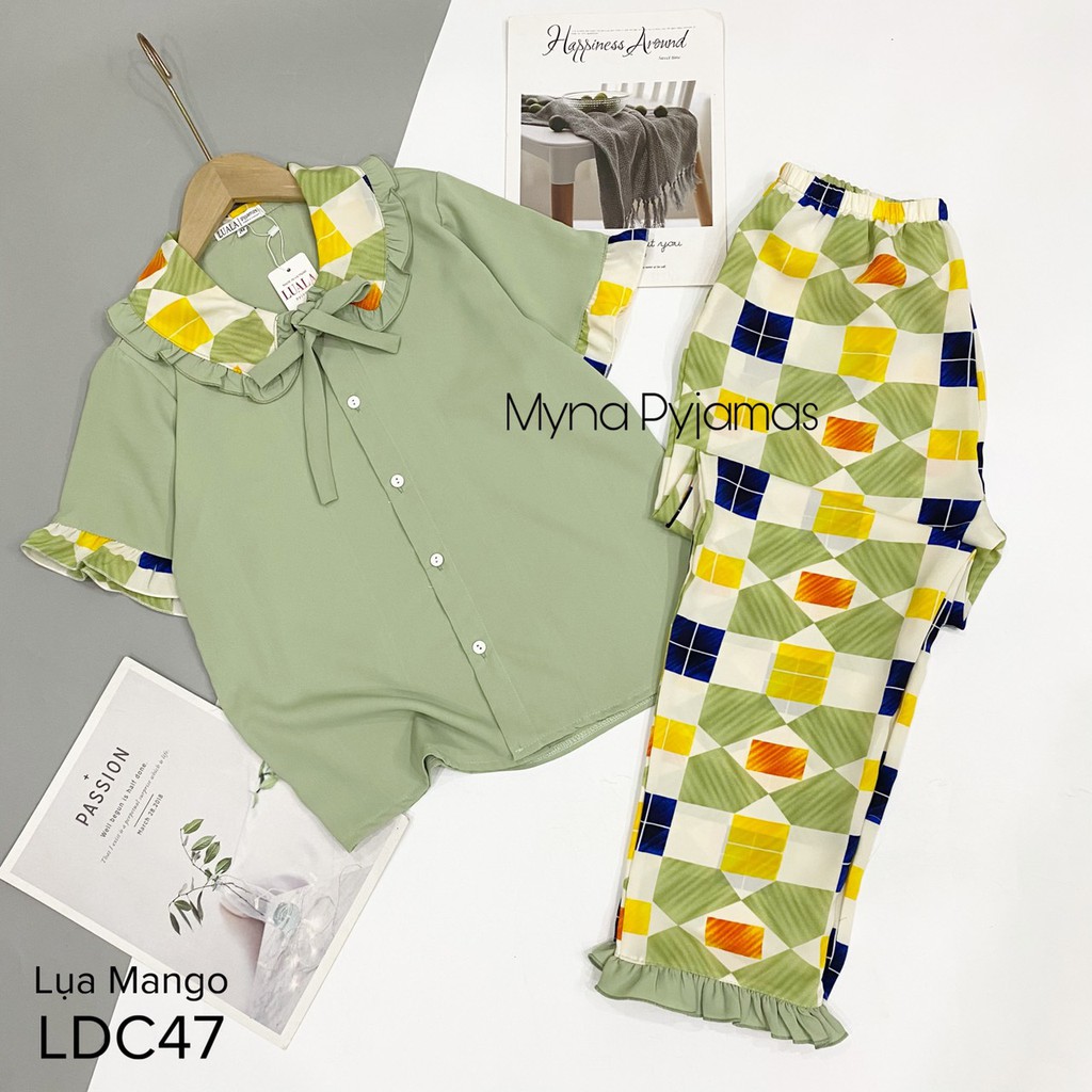 BỘ pyjamas lụa mango cộc dài , hàng có size, chất mềm mịn