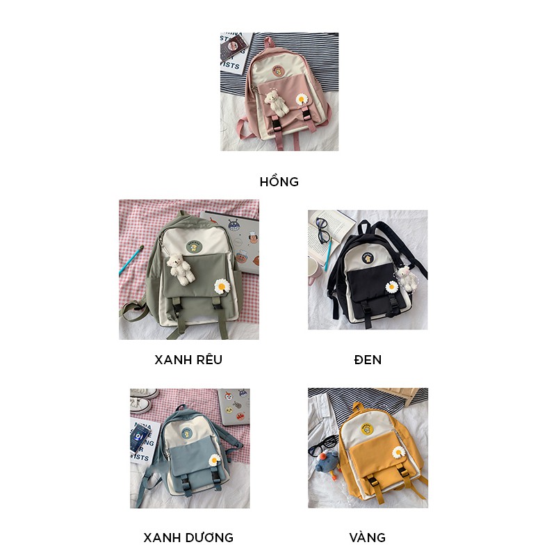 Balo nữ cá tính đẹp giá rẻ thời trang cao cấp cute dễ thương LUKAMO BL94 ( không có móc khóa gấu )