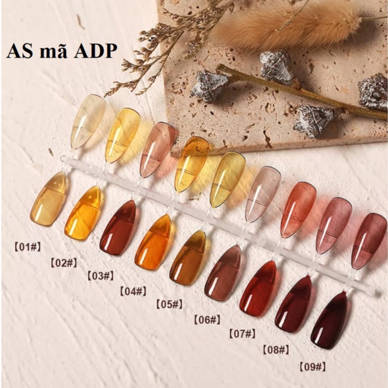 Sơn gel thạch móng tay AS tone màu nâu cam hổ phách mã ADP chai đỏ 15ml