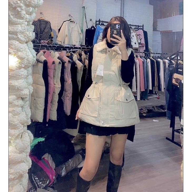 Áo phao gile cổ lông rút eo ( Kèm ảnh thật+ video) | BigBuy360 - bigbuy360.vn