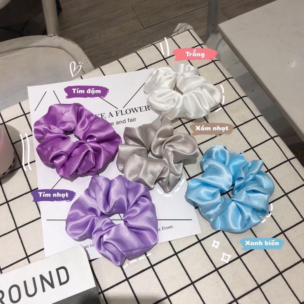 Dây Cột Tóc Vải Scrunchies Lụa Bóng  Hot