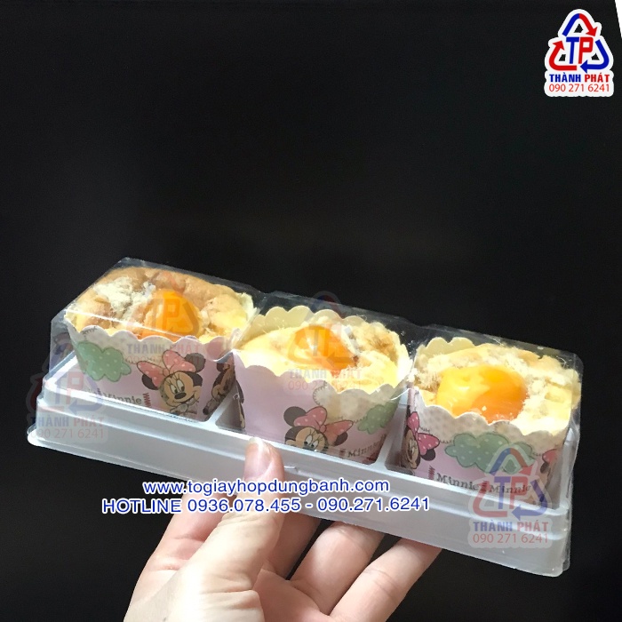100 Hộp 3 ngăn đế trắng đựng bánh trung thu mini 50g - 75g