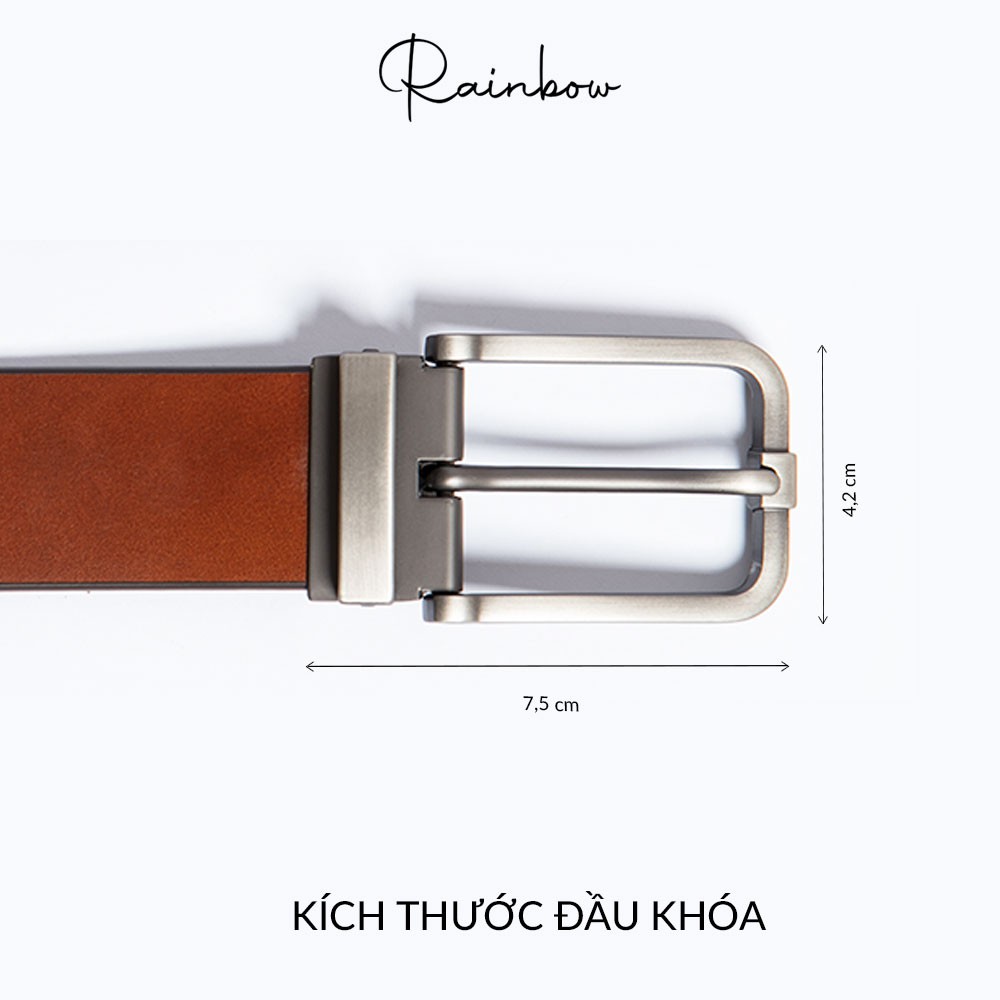 Dây nịt da chính hãng Rainbow BELT001 - Đầu gun kim sang trọng, bảo hành 10 năm.