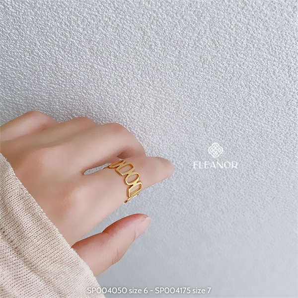 Nhẫn nữ titan Eleanor Accessories hình học bản to phụ kiện trang sức 4045