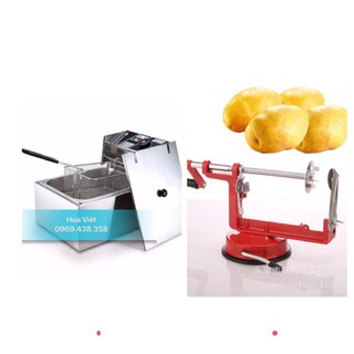 Cắt khoai tây lốc xoáy + bếp chiên nhúng điện