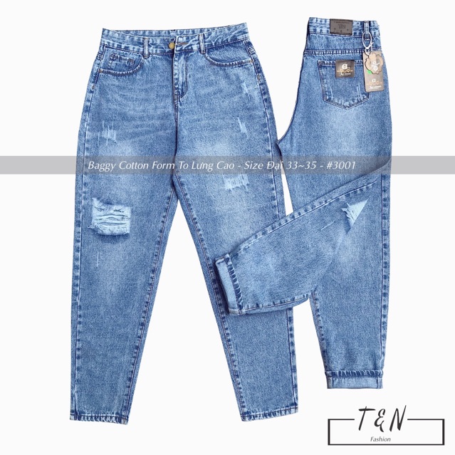 Quần Baggy Cotton Rách Form To Dài - Lưng Cao Qua Rốn