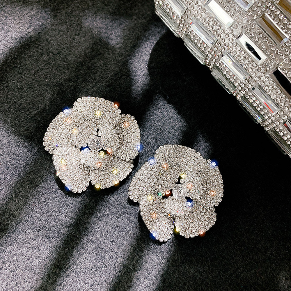 Đôi bông tai nữ S925 hình bông hoa đính sành điệu thời trang