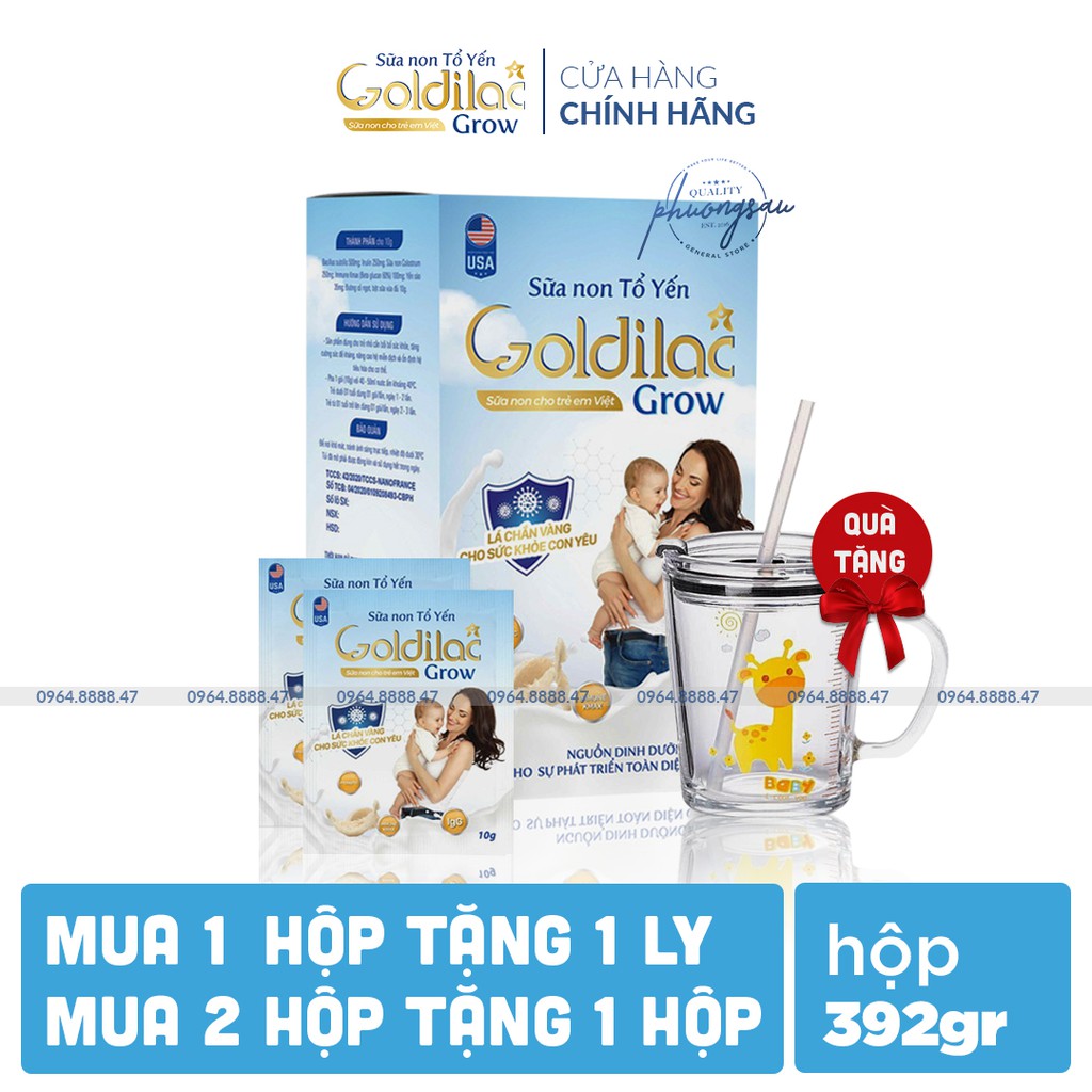 [ MUA 1 TẶNG 1] Sữa Non Tổ Yến Goldilac Grow Chính Hãng, Hộp 392gr, Dinh Dưỡng Dồi Dào, Giúp Bé Phát Triển Tốt