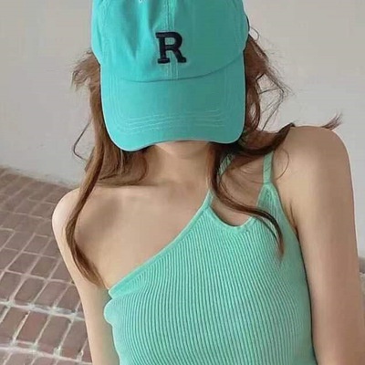 Mũ lưỡi trai màu nâu họa tiết chữ R phong cách Hàn Quốc thời trang cho mùa hè cho nữ