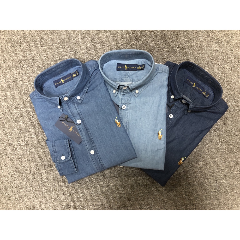 Áo Sơ Mi Công Sở Vải Denim Thêu Hình Ralph 2022 Laurens